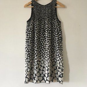 Anna Sui Mini Dress Women Black White Sz S RN#8212149 Cascading Hearts Print